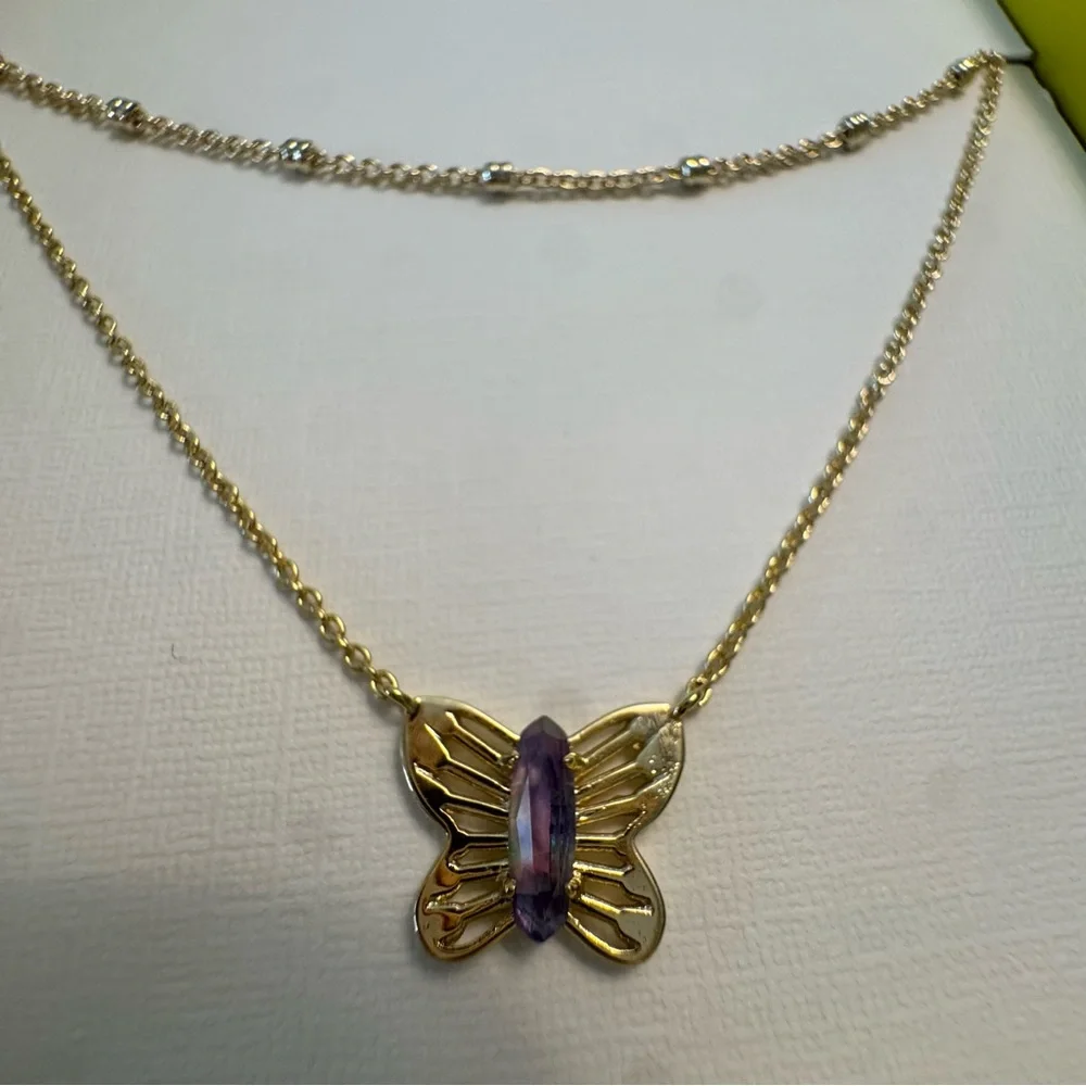 New Kendra Scott Butterfly Multi-Strand Necklace - Lilac/Abalone